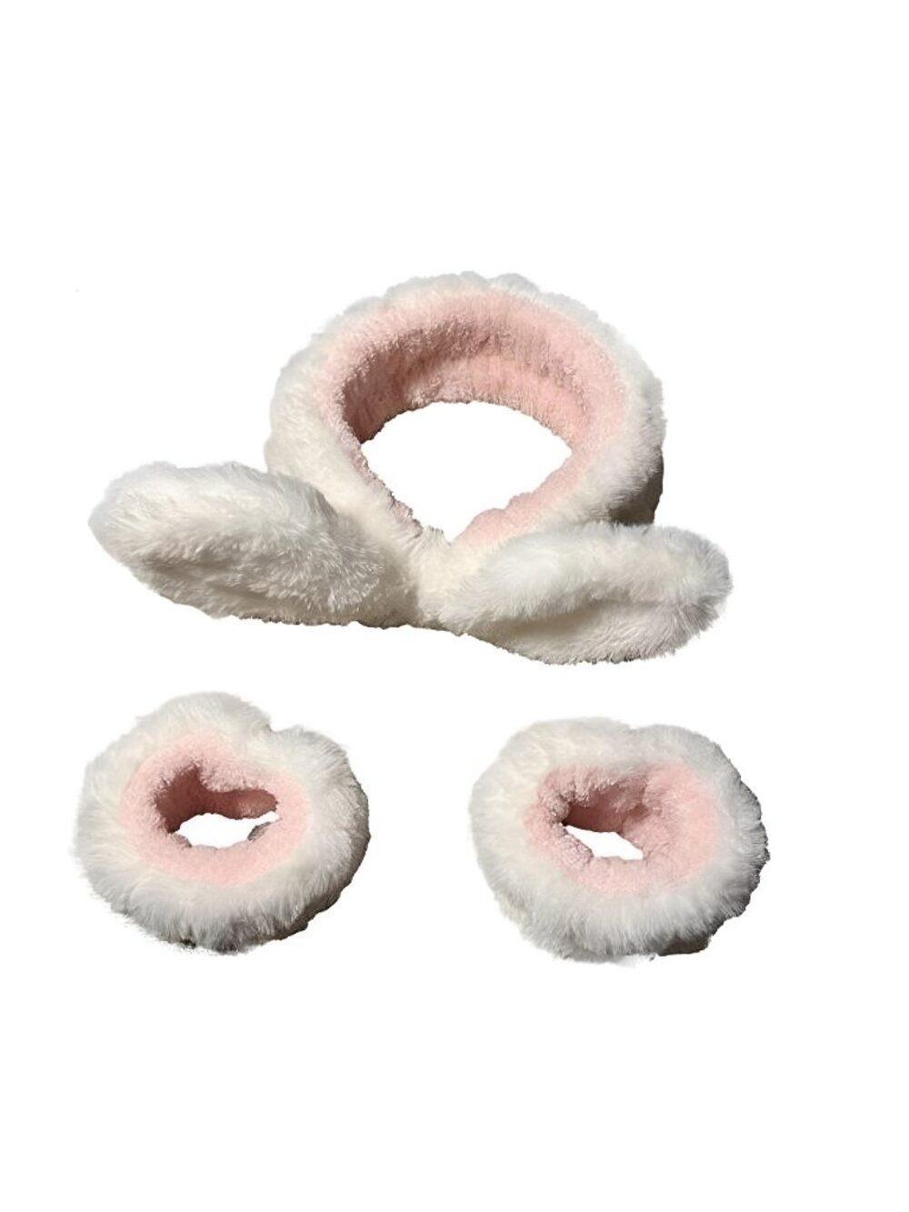 Cute Face Wash Headband & Wristbands Set - 1 Kawaii Skincare Headband (White)